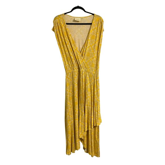 MAEVE by ANTHROPOLOGIE Fete Midi Asymmetrical Dress Yellow size Medium - Picture 2 of 14